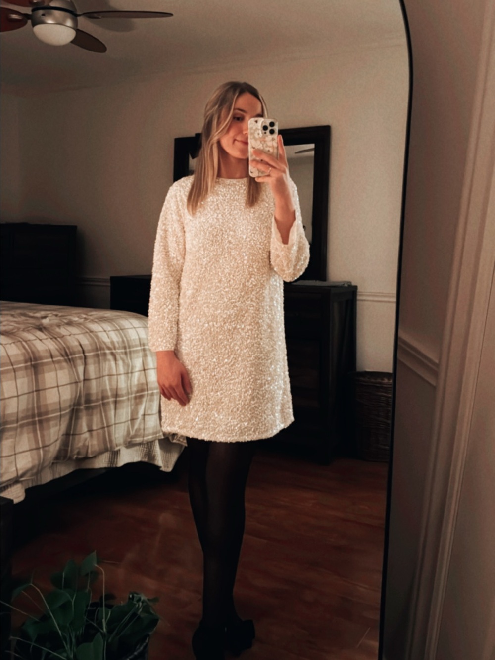 H&M Cream Sequin Dress